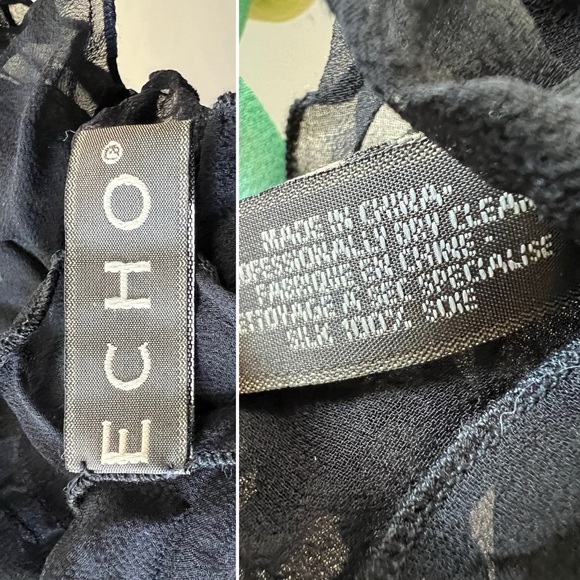 3️⃣🧣Lot of 3 Silk Scarves by ECHO | Oblong | Solid Black/Black Floral/Pastel - Picture 14 of 17